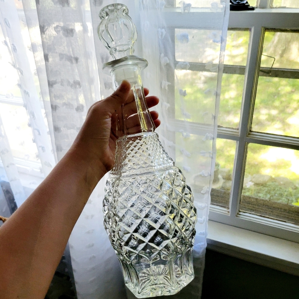 Vintage Mid-Century Anchor Hocking Wexford Crystal Glass Decanter